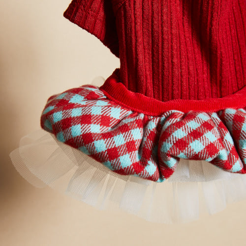 preppy knit tutu - red