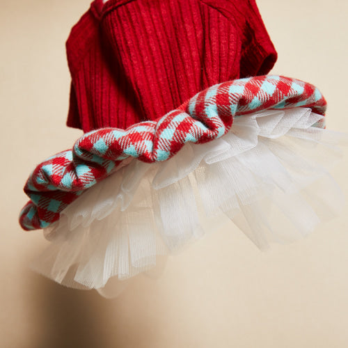 preppy knit tutu - red