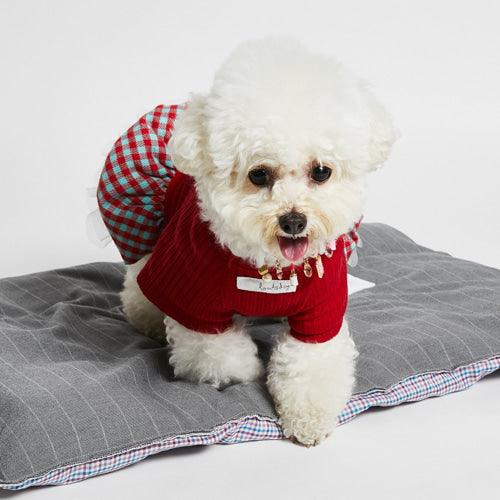 preppy knit tutu - red