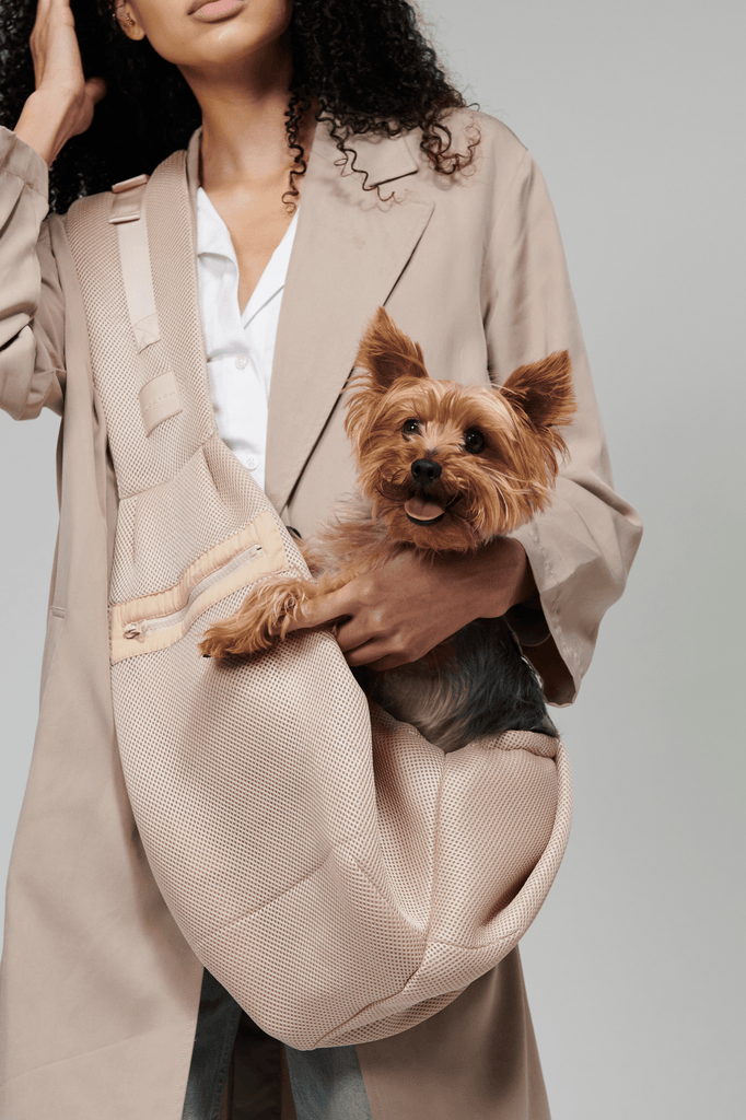 mesh packable sling dog carrier - khaki