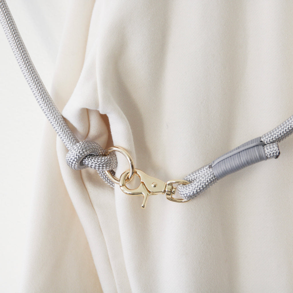 hands-free braided rope leash (7 ft) - grey