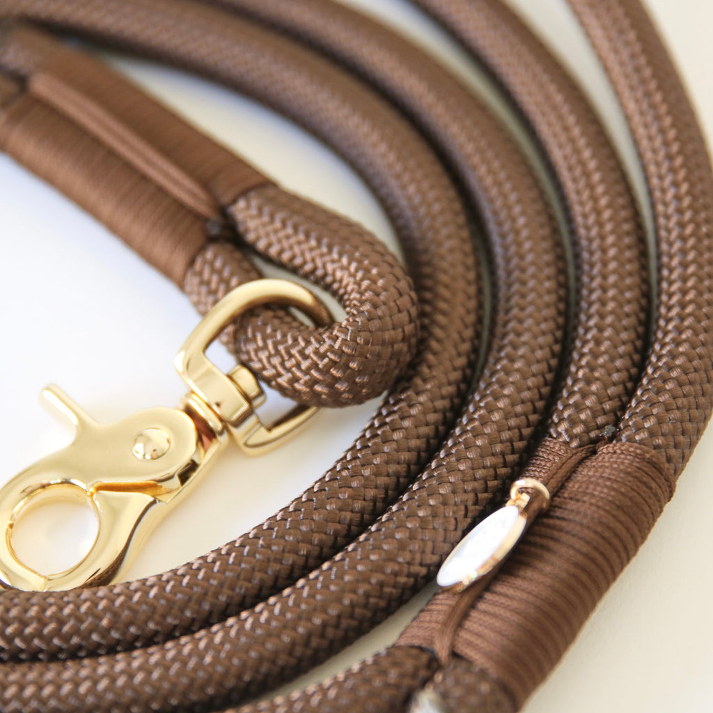 furlou braided rope leash - brown
