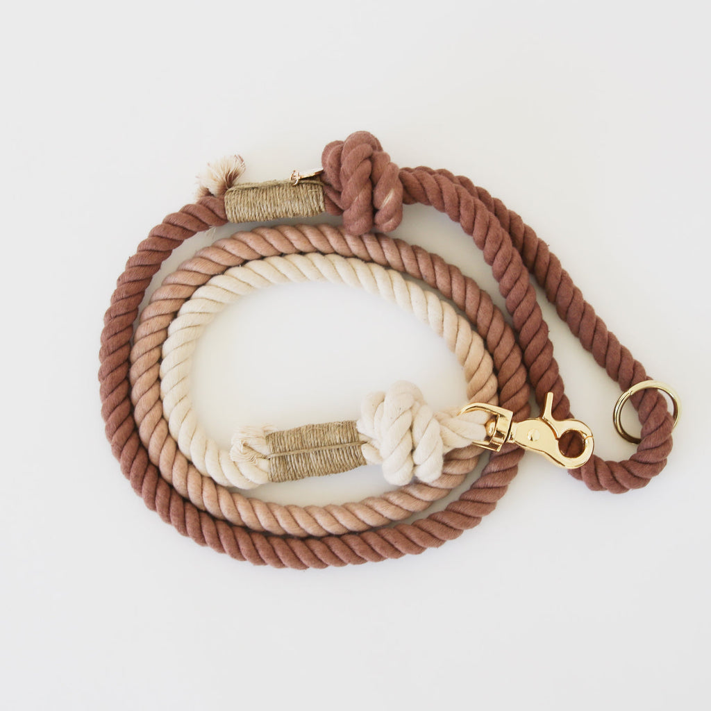 hands-free rope leash - 'cafe con leche'