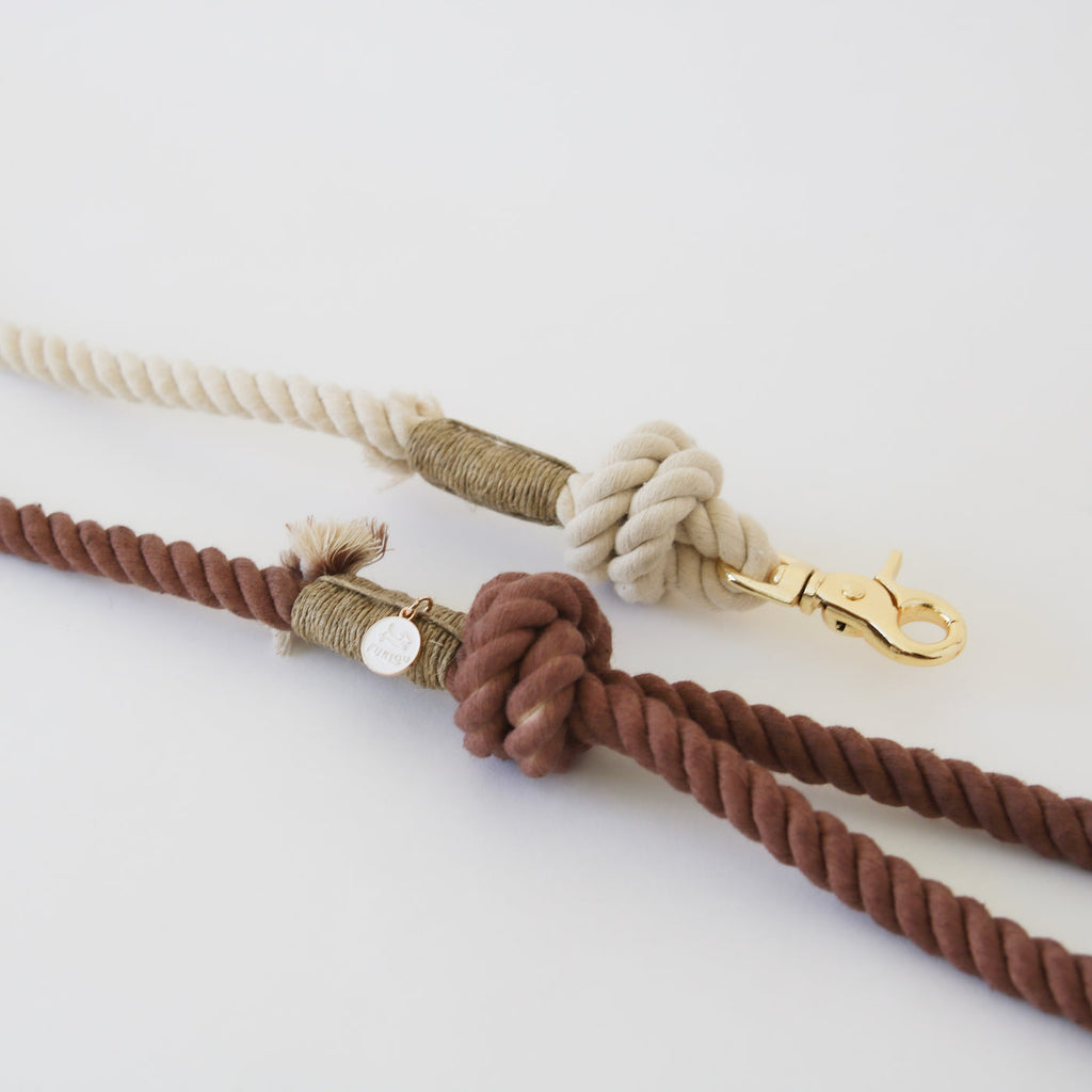 hands-free rope leash - 'cafe con leche'