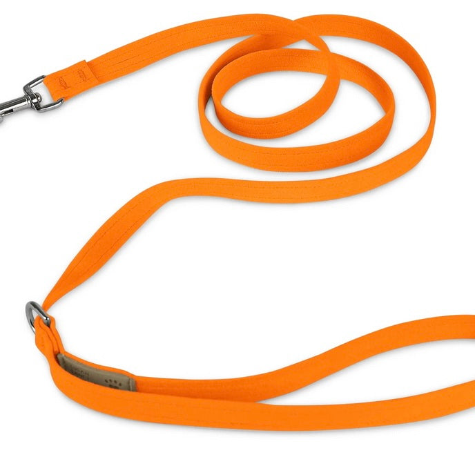 ultra-suede leash - electric orange