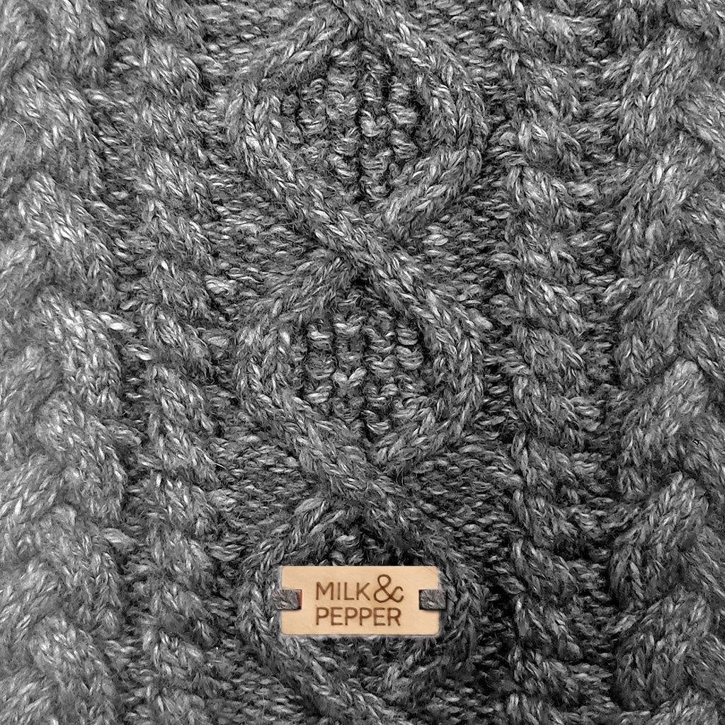 irvin cable knit sweater - grey (bulldog sizes) - last one!