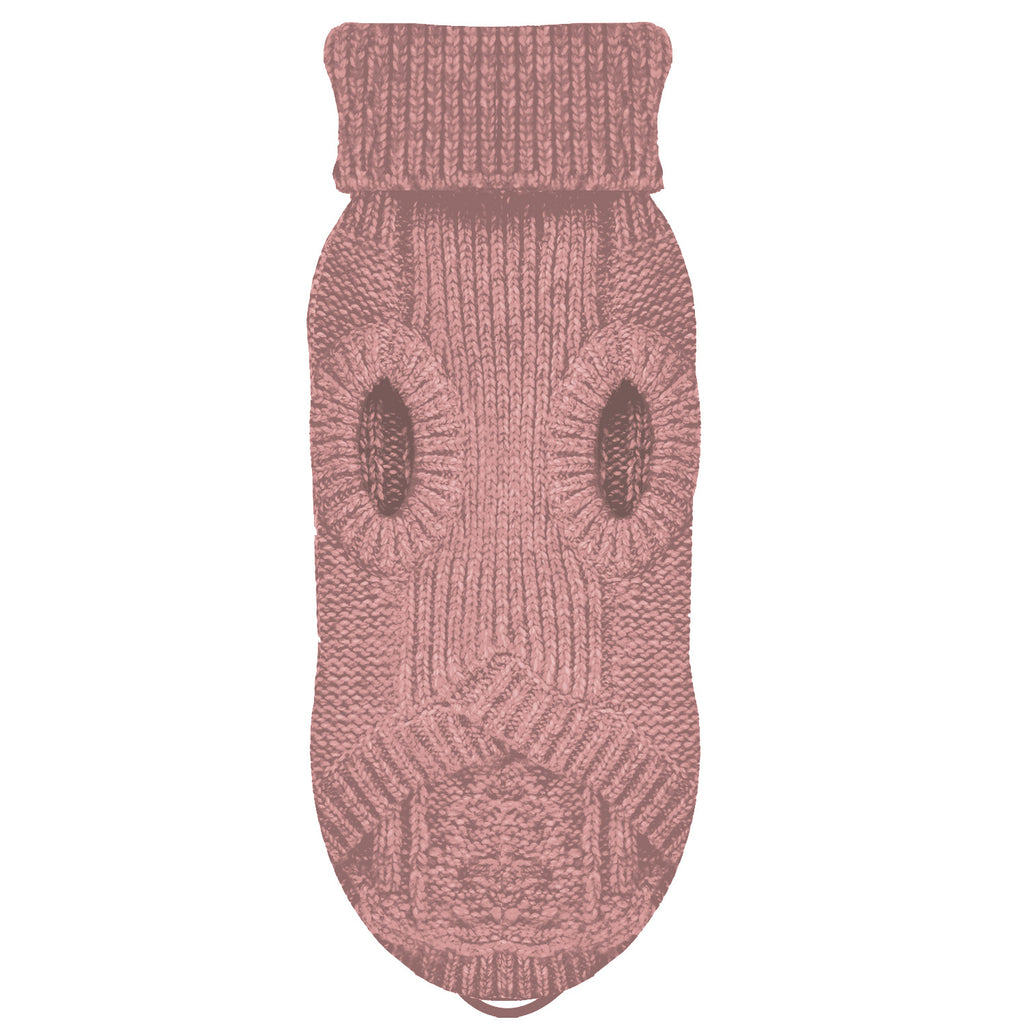 irvin cable knit sweater - rose pink (includes frenchie & bulldog sizes)