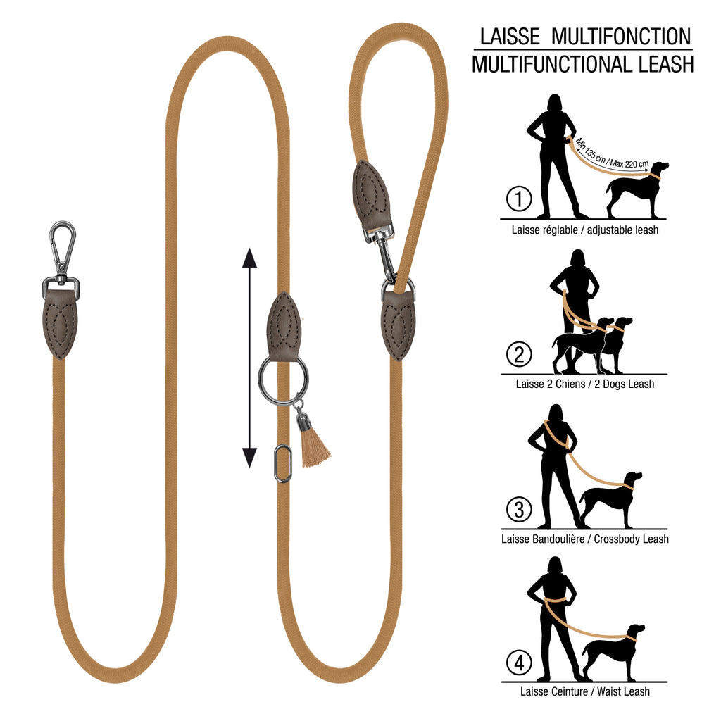 kaya adjustable leash - camel