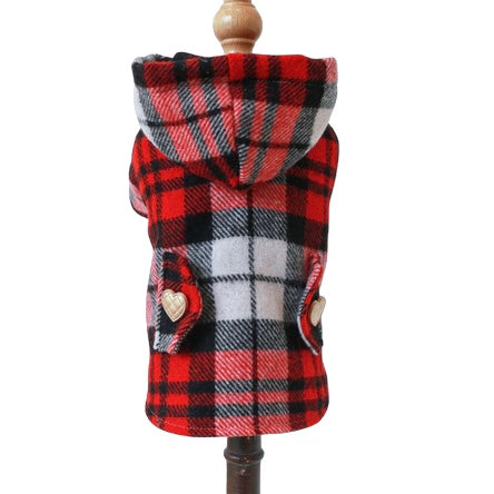 flannel hooded coat - red