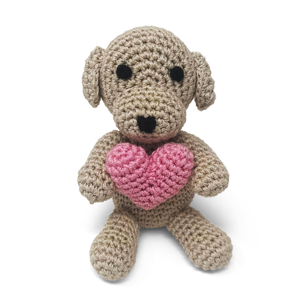 puppy heart knit toy