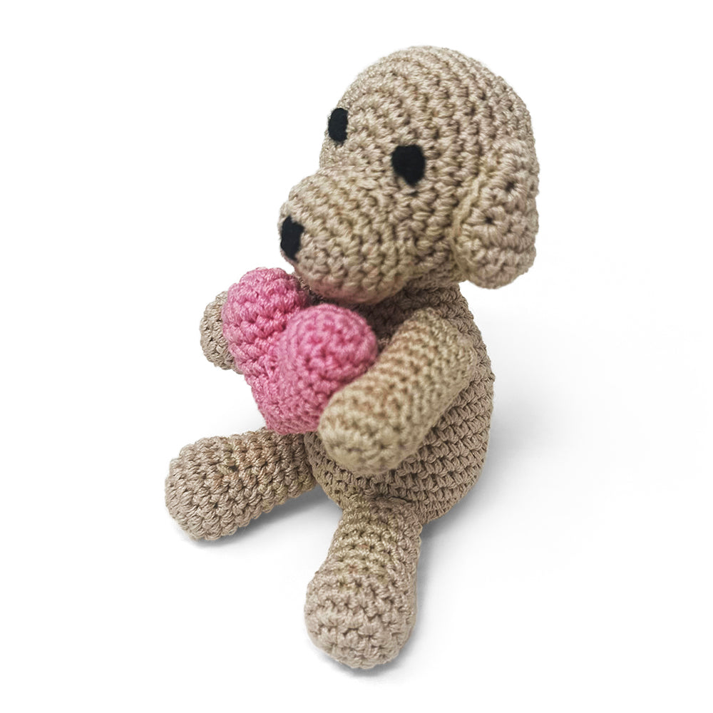 puppy heart knit toy