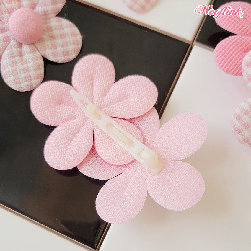 cotton candy flower hair bows - pink