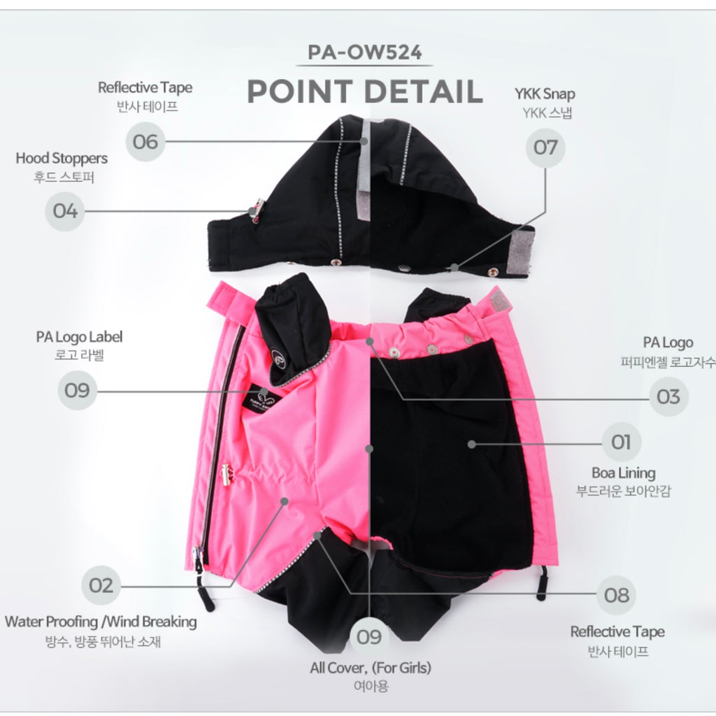 pink line raincoat overalls - for girls - medium left!