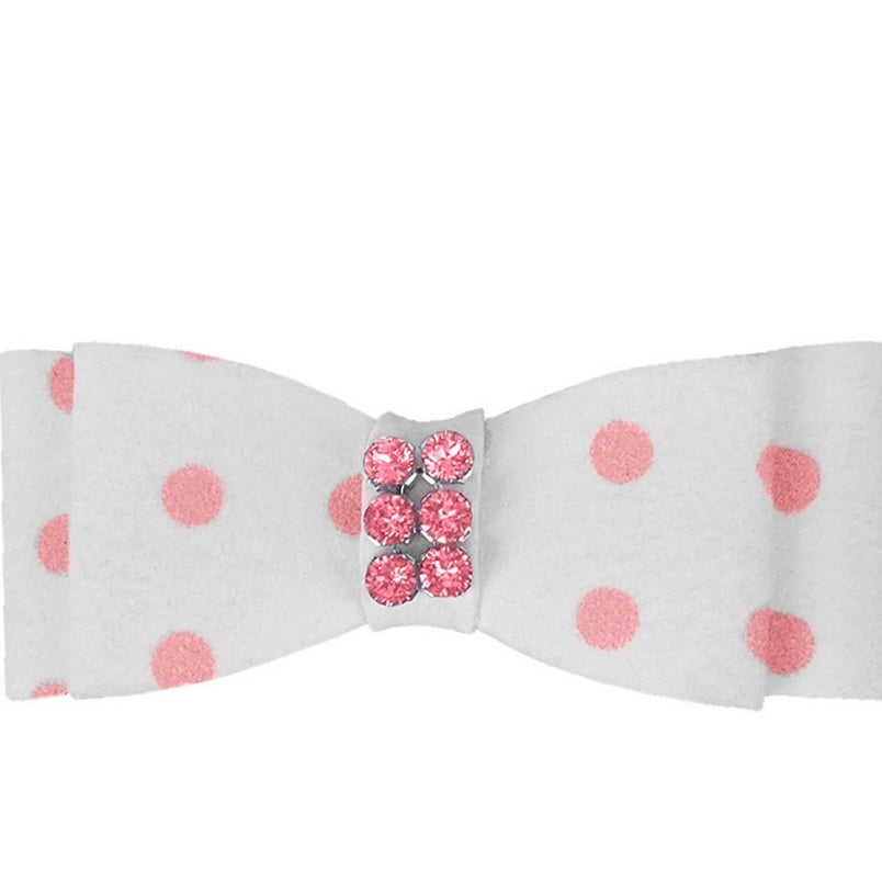sparkle dog bow - polka dot pink