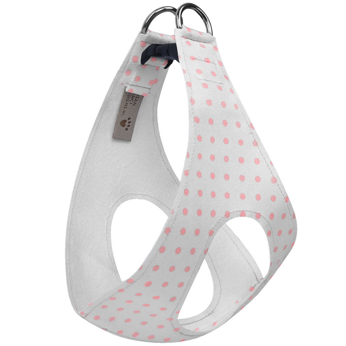 ultra-suede step in harness - polka dot pink