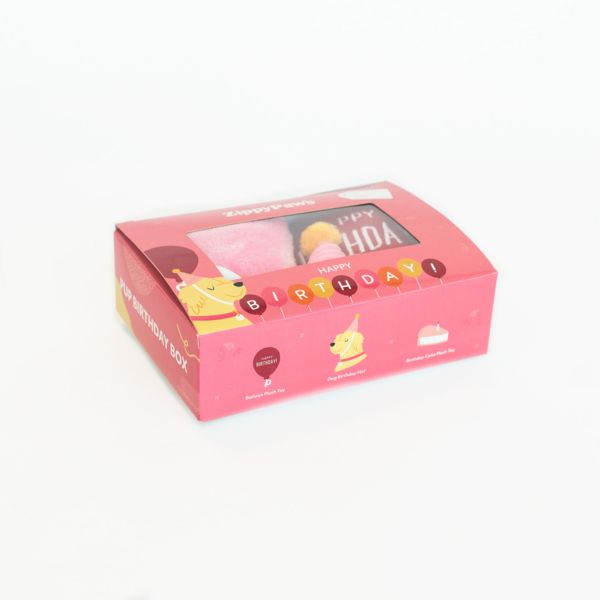 plush 3 piece birthday box - pink