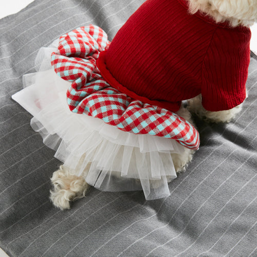 preppy knit tutu - red