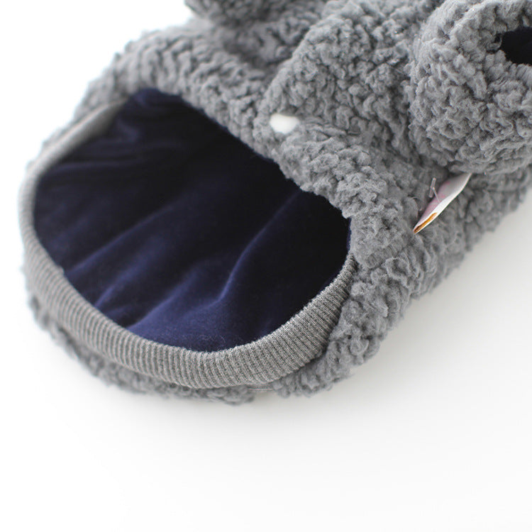 fleece hoody with bunny ears - grey/blue