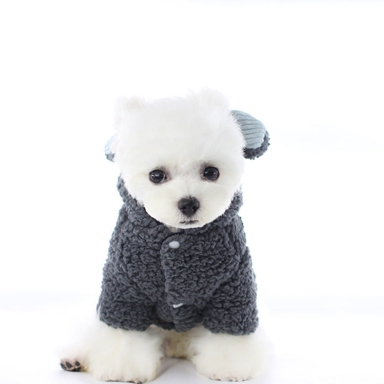 fleece hoody with bunny ears - grey/blue