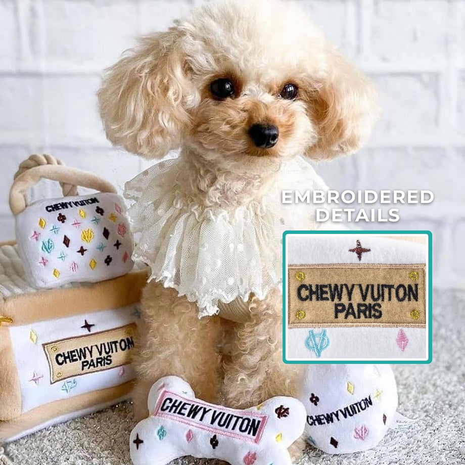 white chewy vuiton purse toy - 2 sizes