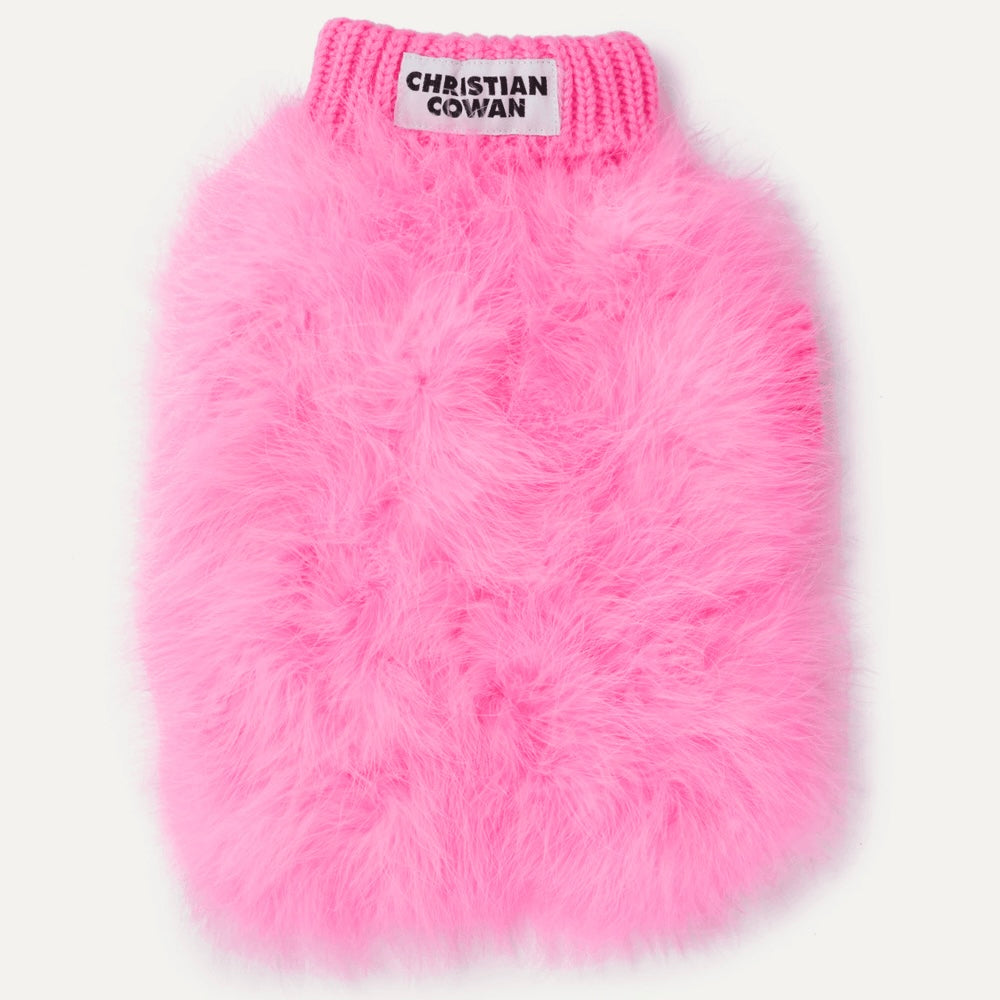 fuzzy feather sweater - hot pink