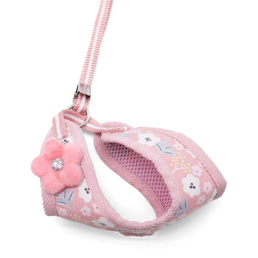 sweet floral harness & leash set- pink