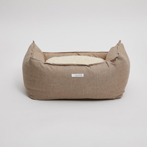 heritage organic boom bed - herringbone brown