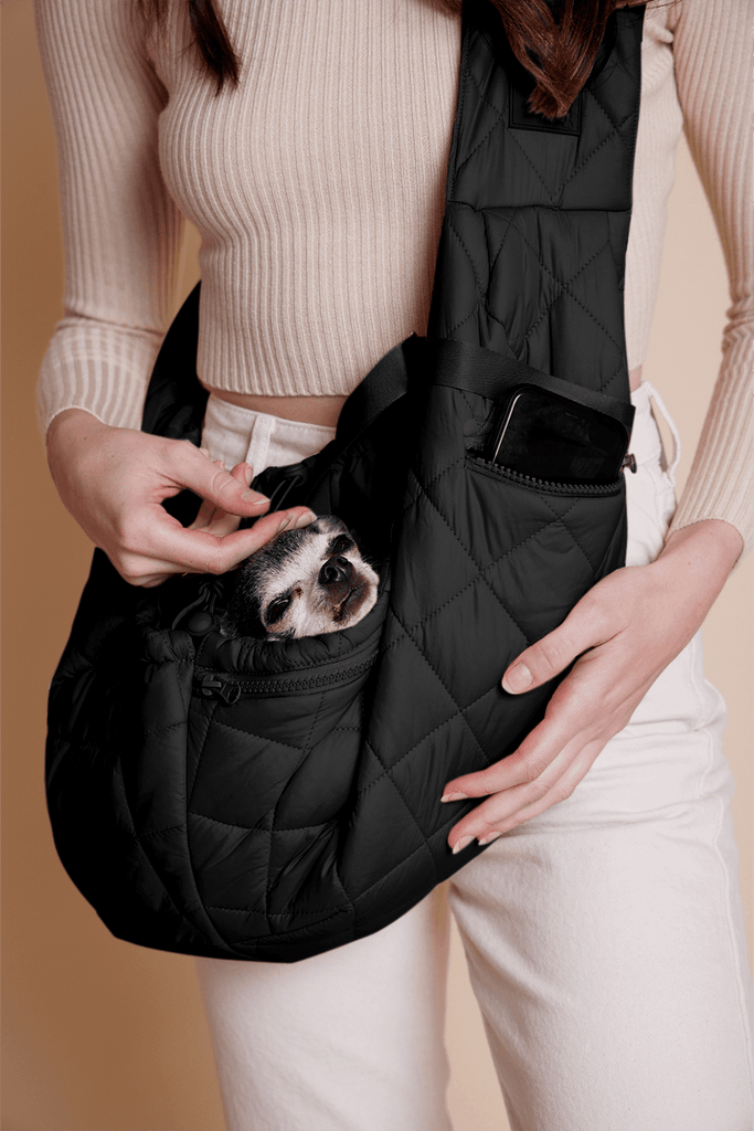 eco packable sling dog carrier - black