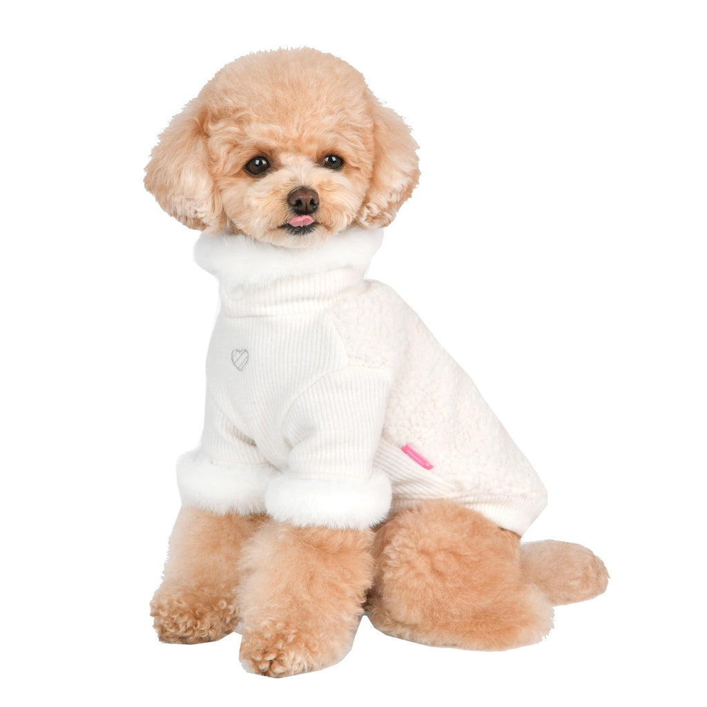 madelyn cupids bow fluffy turtleneck - ivory