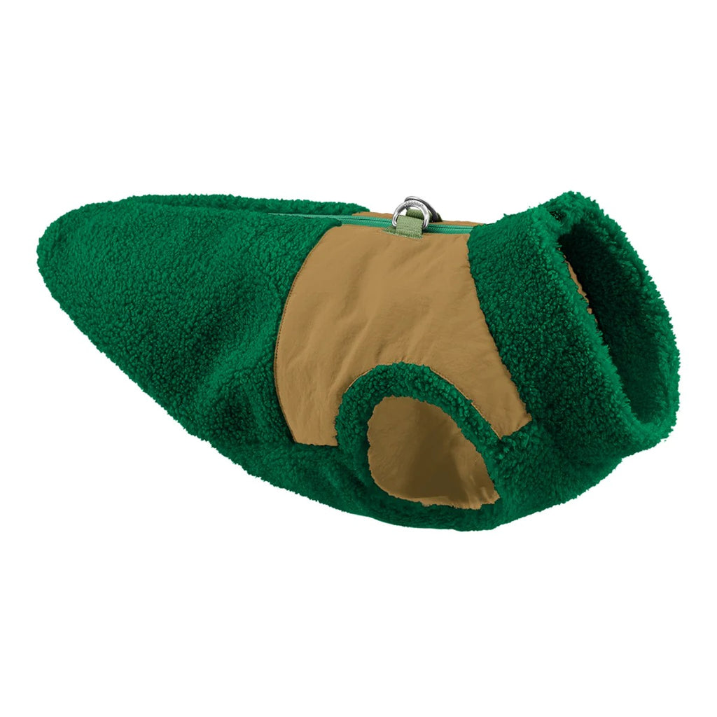zip-up sherpa vest - forest green/brown