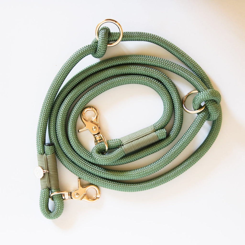 hands-free braided rope leash (7 ft) - sage