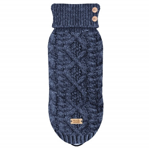 irvin cable knit sweater - navy blue