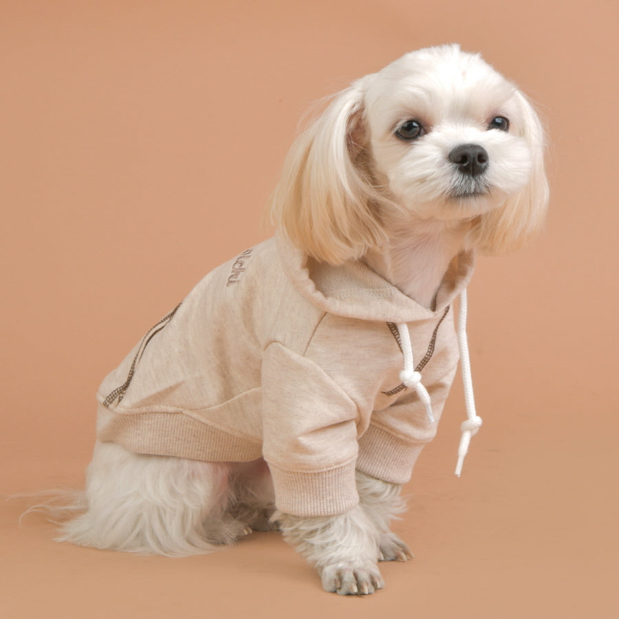simple olchi cotton hoody - beige