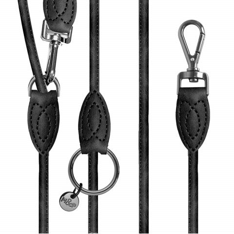nelson adjustable 4-way leash (7 ft) - black