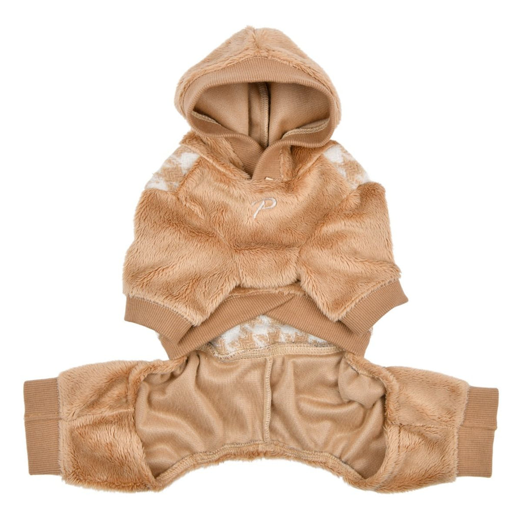 cagnie houndstooth fleece onesie - beige
