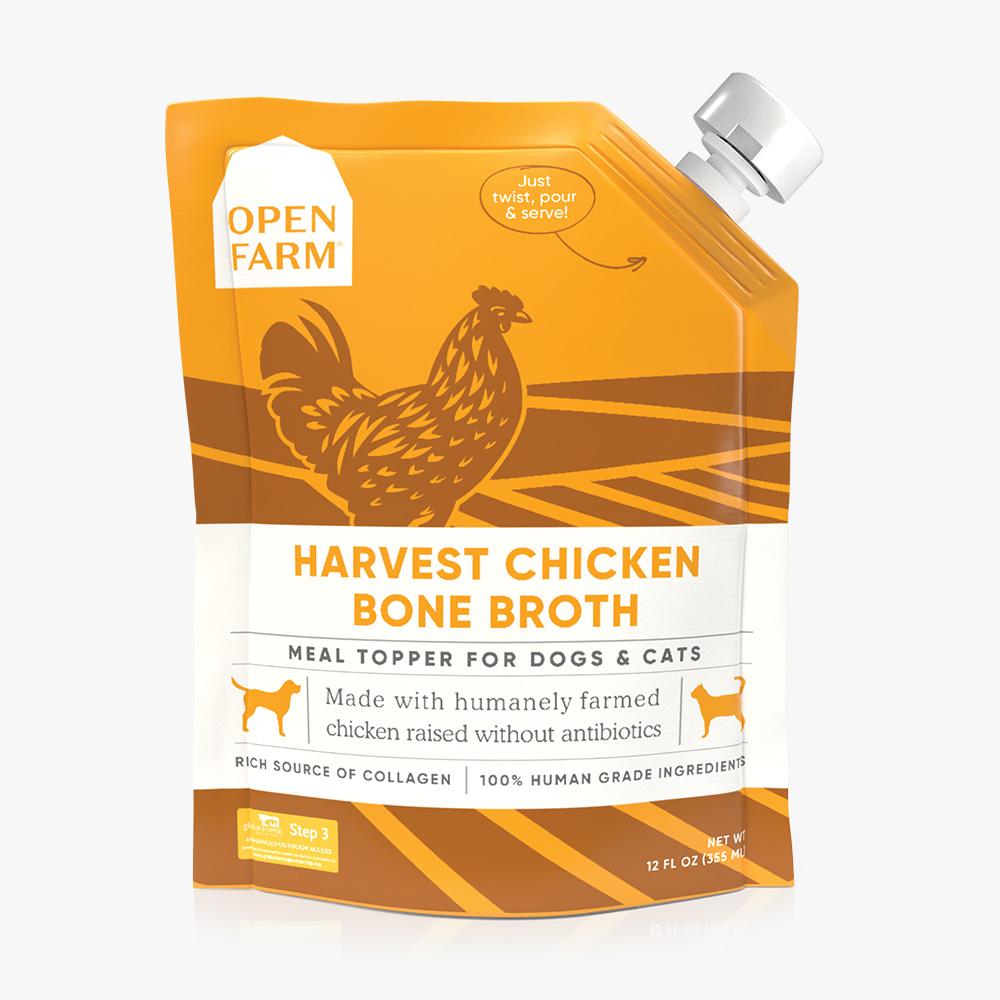 open farm grass-fed bone broth (12 fl. oz) - harvest chicken