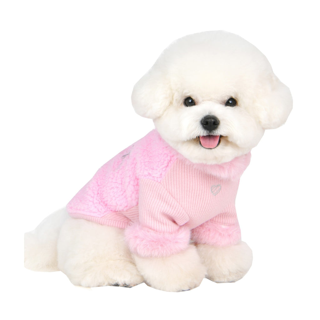 madelyn cupids bow fluffy turtleneck - pink