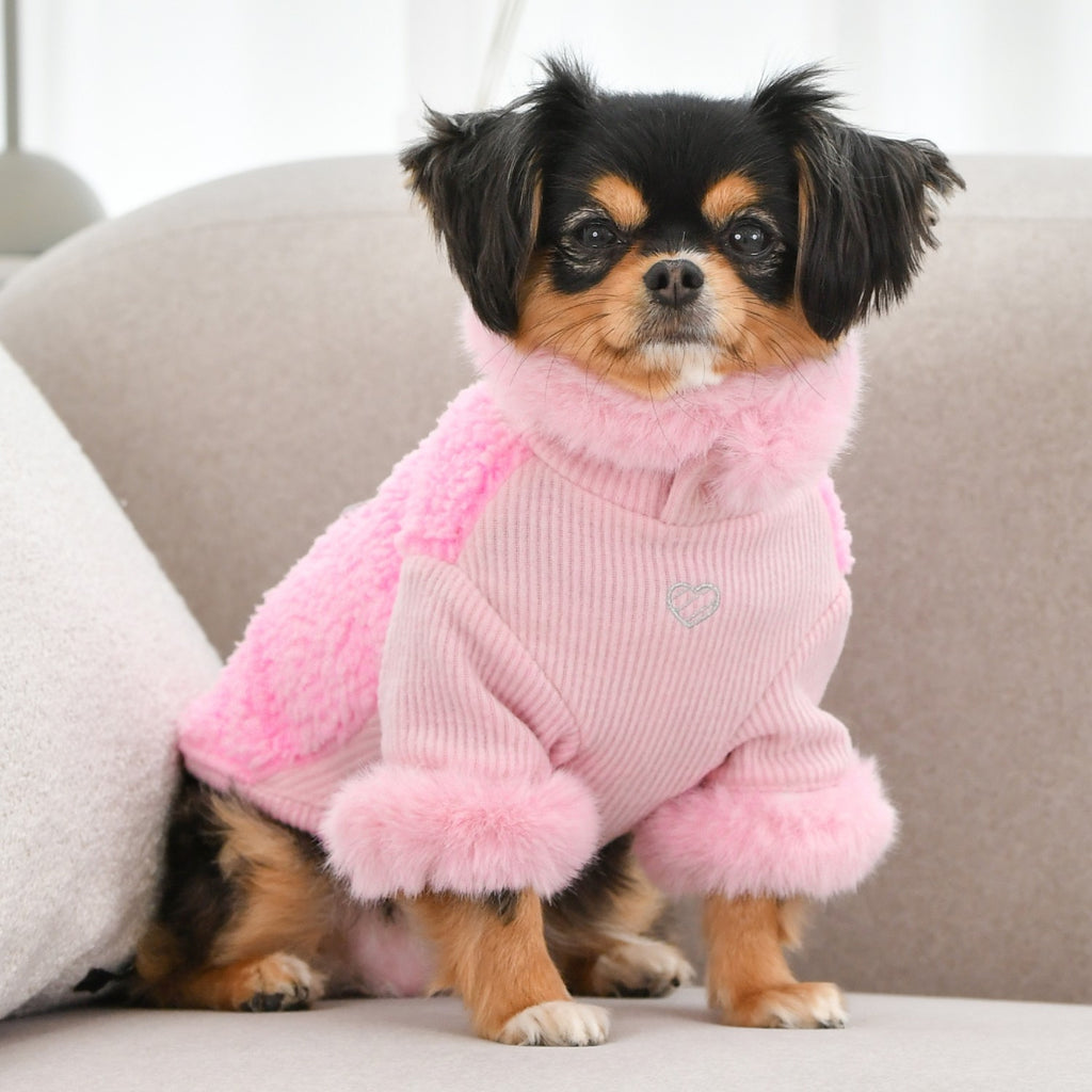 madelyn cupids bow fluffy turtleneck - pink