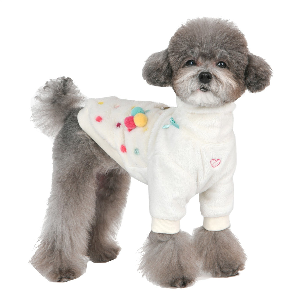 maycie polka dot pompom fleece sweater - ivory