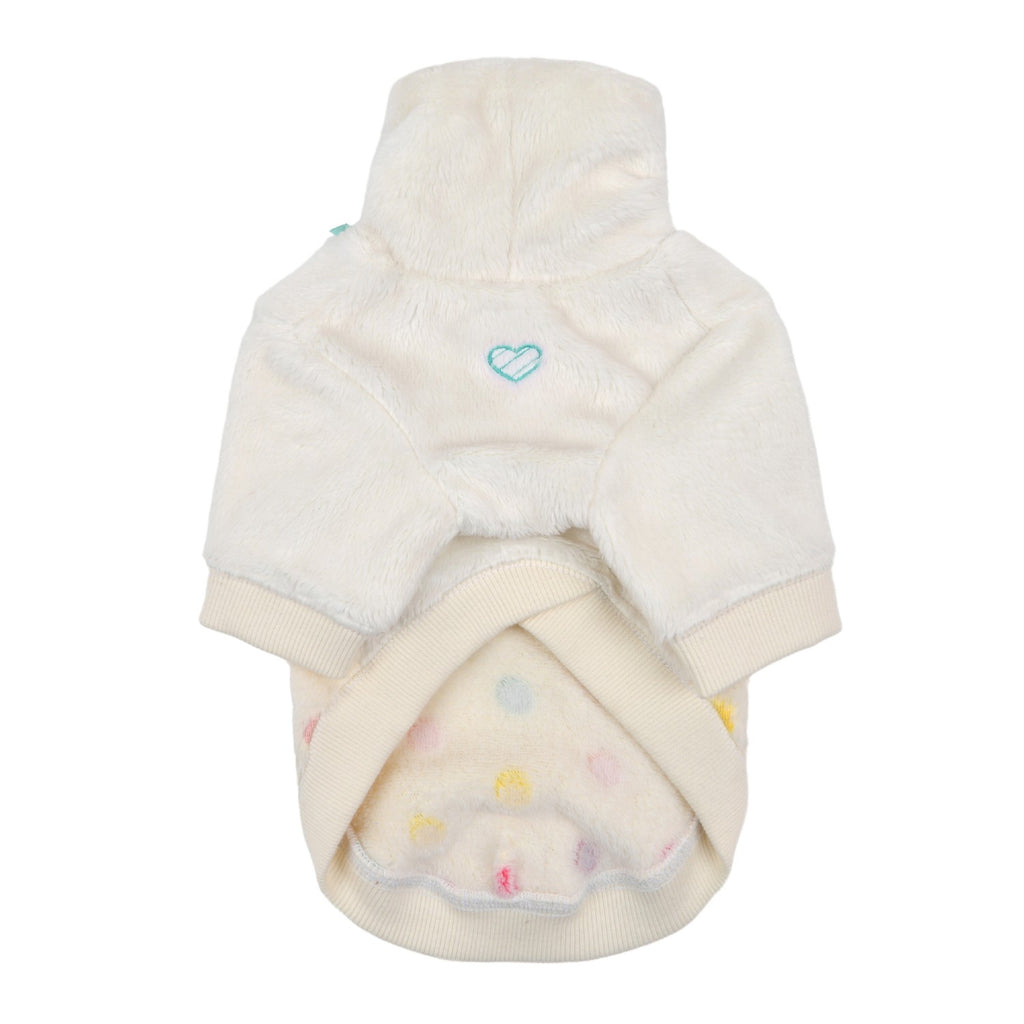 maycie polka dot pompom fleece sweater - ivory