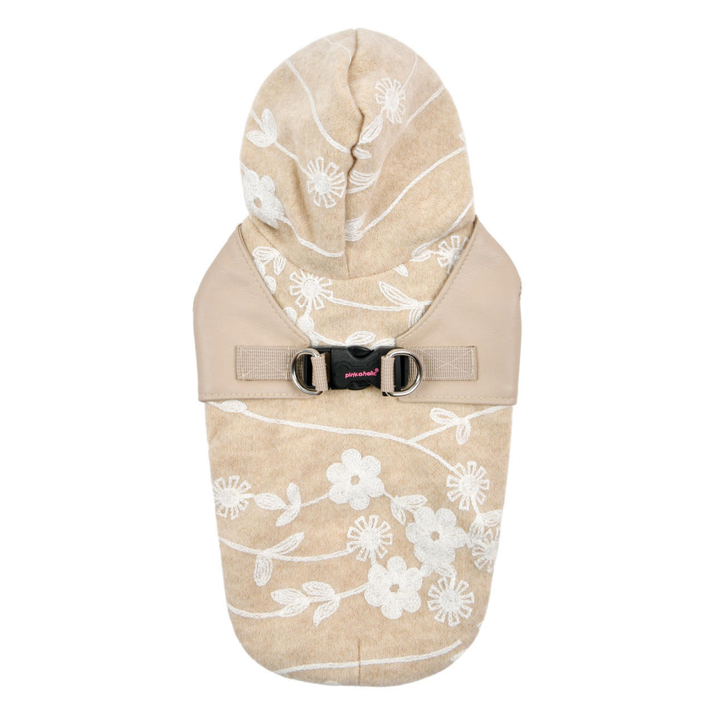 celandine floral winter hoody with harness - beige - few left!