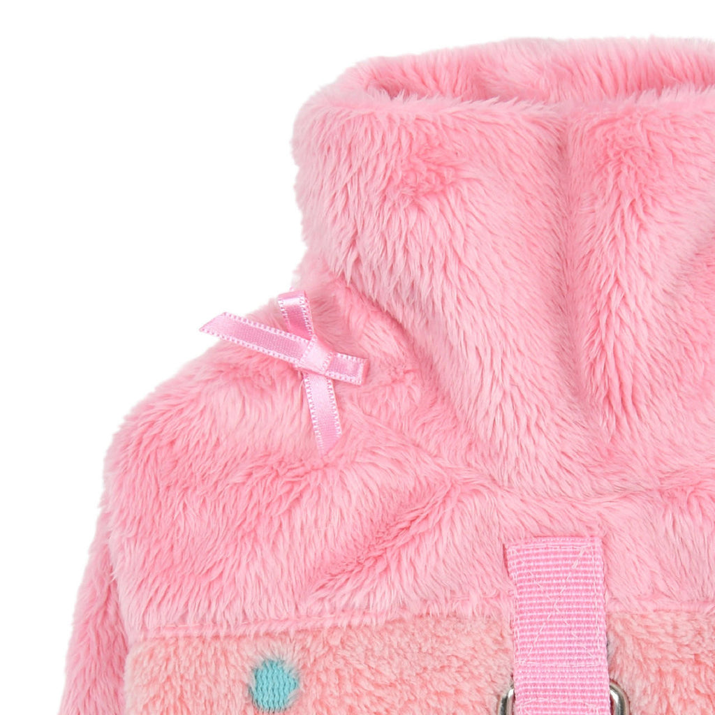 maycie polka dot pompom fleece sweater - pink