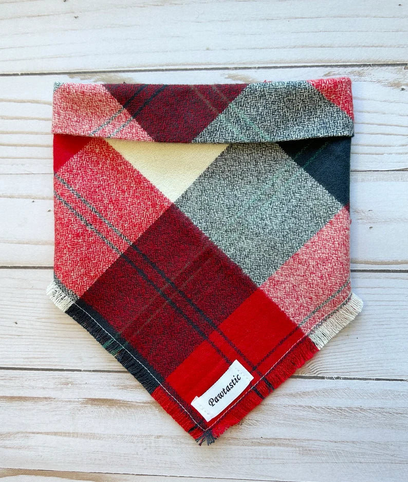 red fall plaid flanel bandana