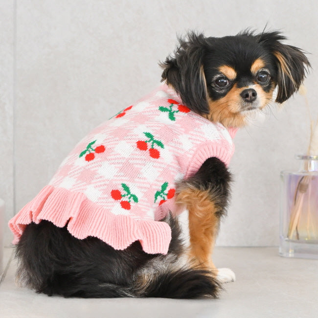 rio cherry sweater dress - pink