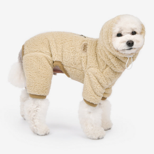 olchi high neck fleece onesie - beige