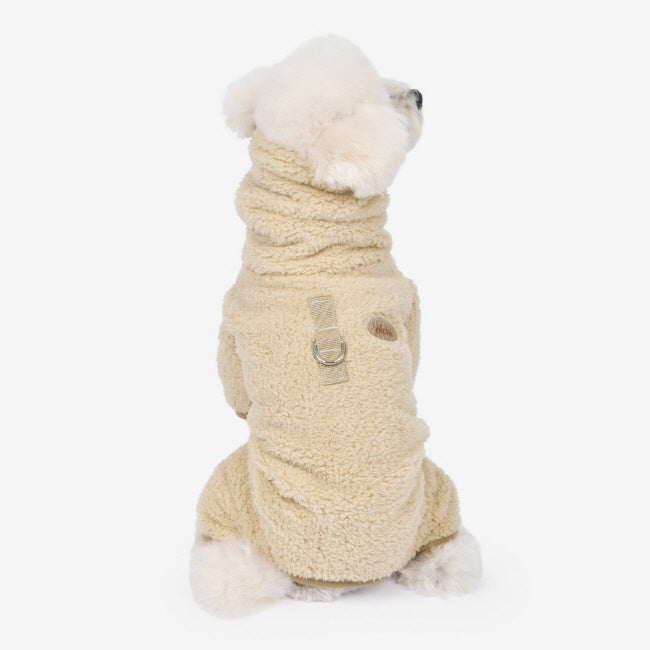 olchi high neck fleece onesie - beige