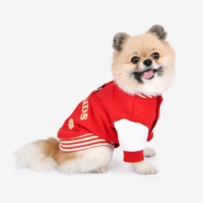 bear friends baseball jacket - red - few left!
