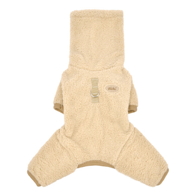 olchi high neck fleece onesie - beige
