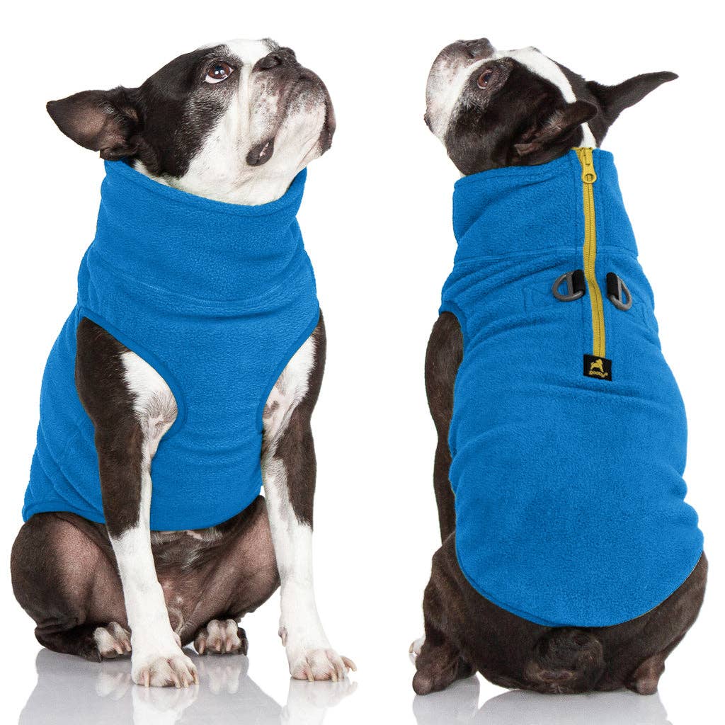 half zip-up fleece vest - blue