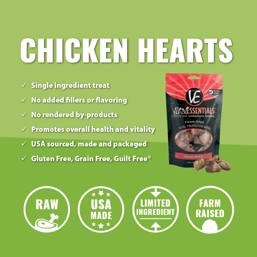 vital essentials - chicken hearts (54g)